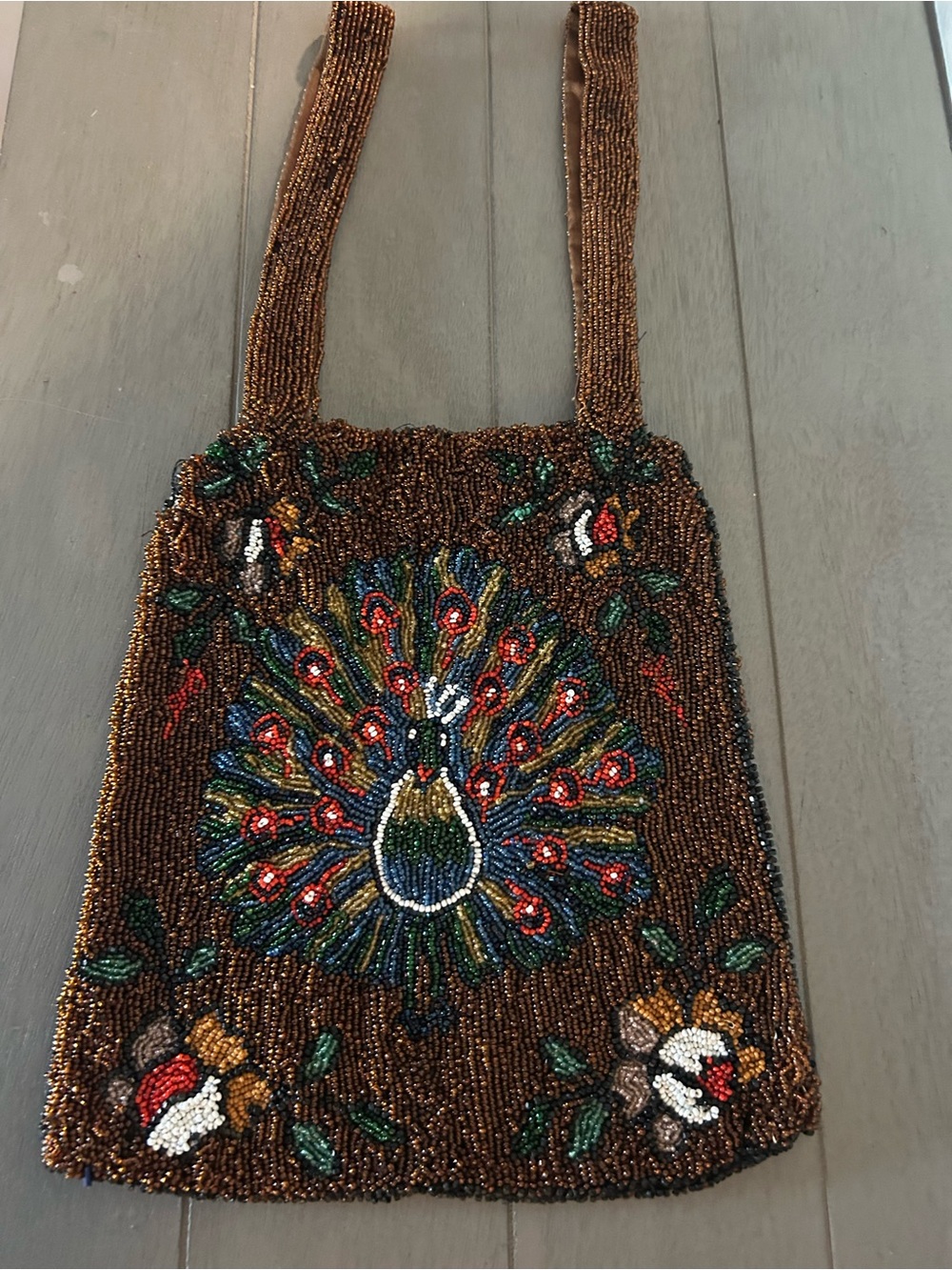Vintage Beaded Peacock Motif Small Bag Handmade purse